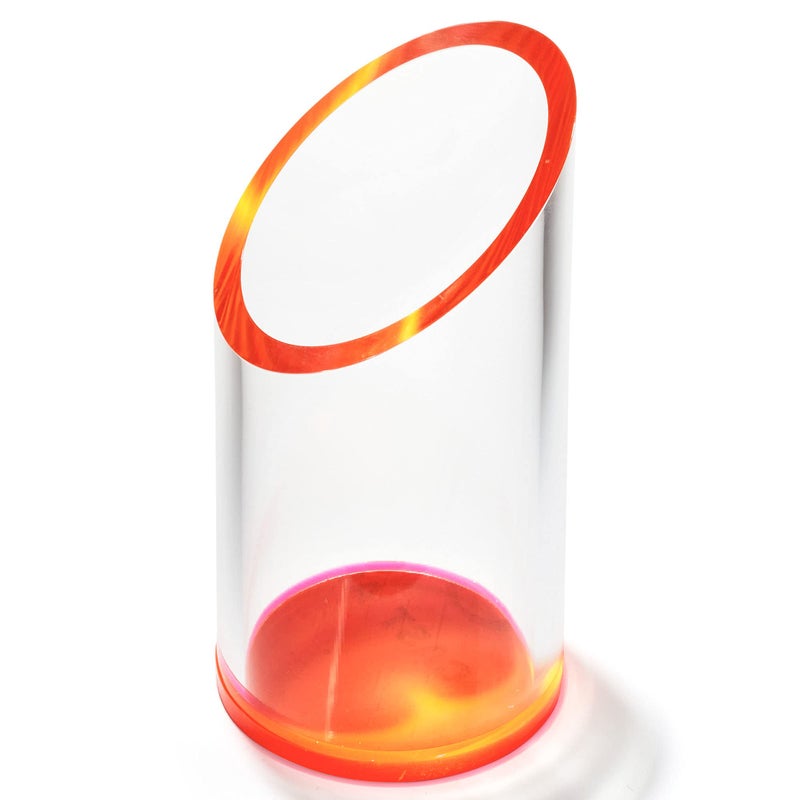 OfficeGoods Acrylic Pen & Pencil Holder - Modern Cylinder Design - Beautiful Desk Organizer for Home or Office - Contrasting Base & Rim - 5.25â€ H x 2.5â€ W - Neon Red - Image 2